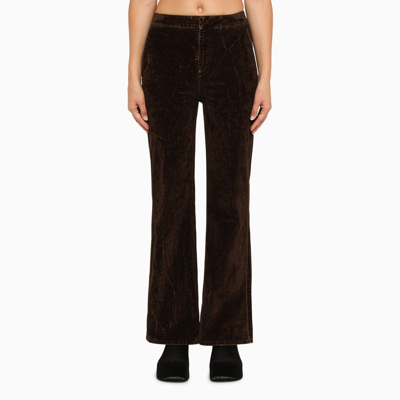 Loewe Velvet-denim Bootcut Jeans In Brown