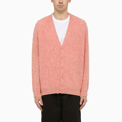 Loewe Men's V-neck Wool Cardigan In Pink