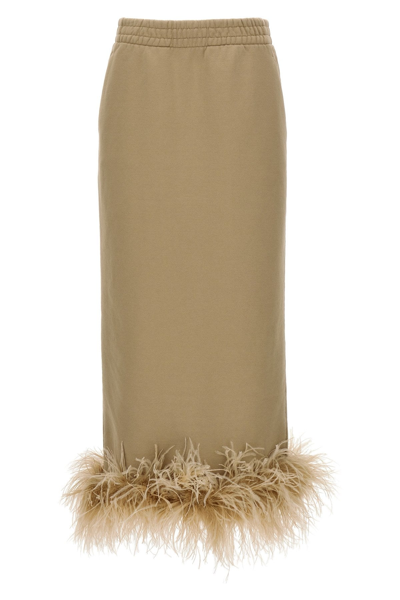 Prada Women Feather Midi Skirt In Cream