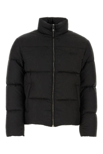 Versace Full Zip Down Jacket In Black