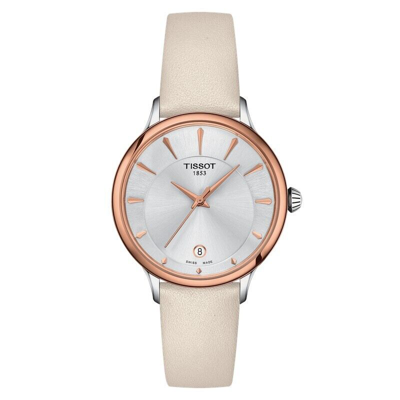 Pre-owned Tissot T1332102603100 Women's Watch White Genuine Leather Analog Display