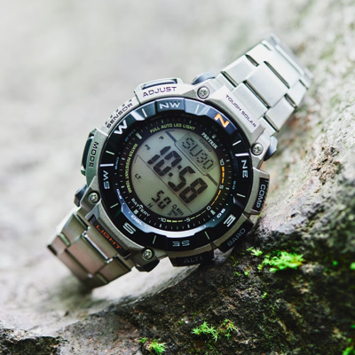 Pre-owned Casio Pro Trek Prg-340t-7er Altimeter Barometer Thermometer Compass Energy Solar