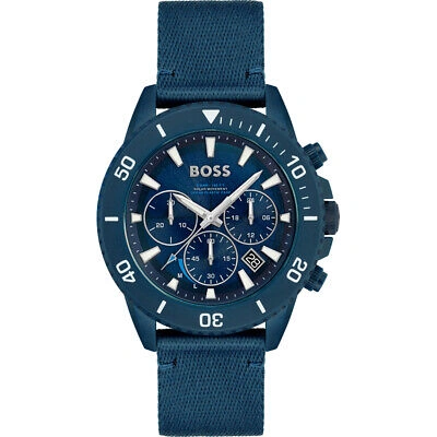 Pre-owned Hugo Boss Blue Mens Chronograph Watch Admiral 1513919