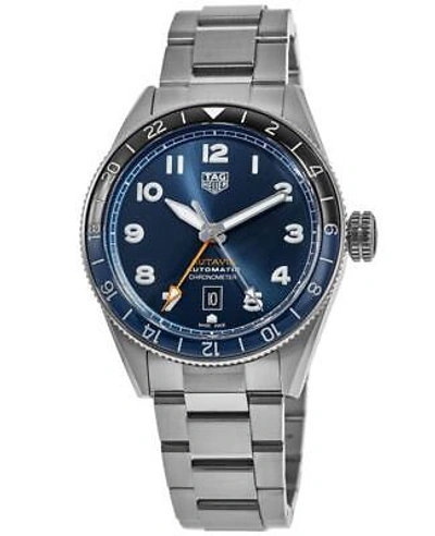 Pre-owned Tag Heuer Autavia Cosc Gmt Batman Blue Dial Steel Men's Watch Wbe511a.ba0650