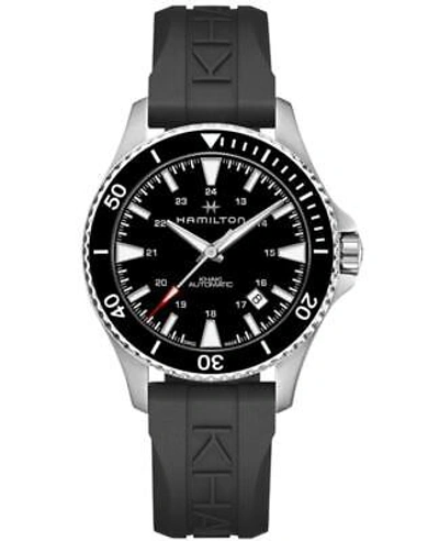 Pre-owned Hamilton Khaki Navy Black Dial Black Rubber Strap Men's Watch H82335331