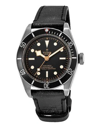 Pre-owned Tudor Black Bay 41 Automatic Black Leather Strap Men's Watch M79230n-0008