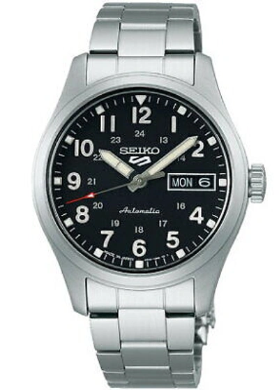 Pre-owned Seiko 5 Sport Sbsa197 Black Automatic Mechanical Stainless Mens Watch In Box
