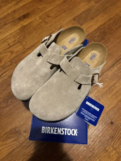 Pre-owned Birkenstock Boston Taupe - Eur 39 / Us Women 8-8.5 Narrow Fit Soft Footbed In Beige