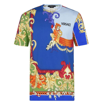 Pre-owned Versace Renaissance Medusa Print T-shirt Multicolor Men's Size L Cotton Jersey