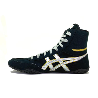Pre-owned Asics Wrestling Shoes 1083a001 Black/silver(gold) Ankle:gold Ex-eo Successor