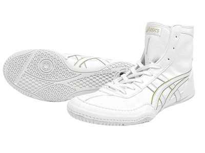 Pre-owned Asics Wrestling Shoes 1083a001 (next Ex-eo Model) White X White X Gold Line 5-12