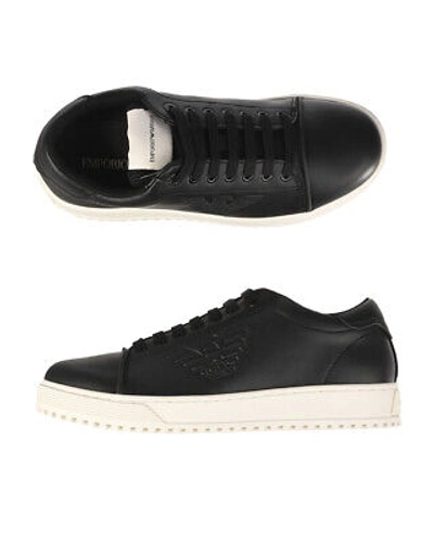 Pre-owned Emporio Armani Shoes Sneaker  Man Sz. Us 8,5 X4x581xn645 K001 Black