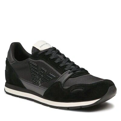 Pre-owned Emporio Armani Shoes Sneaker  Man Sz. Us 10 X4x537xn730 R926 Black