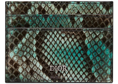 Pre-owned Dior Green Python Card Holder Extremely Rare Limited Edition Sold Out Worldwide