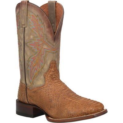Pre-owned Dan Post Mens Tan Dry Gulch 11in Cowboy Boots Snake In Brown