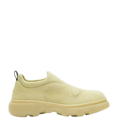 Burberry Suede-blend Slip-on Sneakers In Neutrals