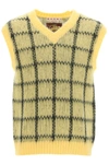 Marni Check Mohair-blend Vest In Yellow, Black