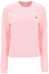 Maison Kitsuné Fox Head Patch Crewneck Sweatshirt In Pink