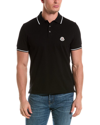 Moncler Logo Patch Cotton Piquet Polo Shirt In Black