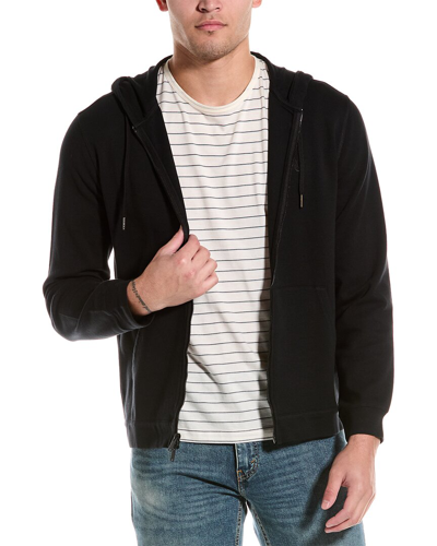 John Varvatos Full Zip Double Knit Hoodie In Black