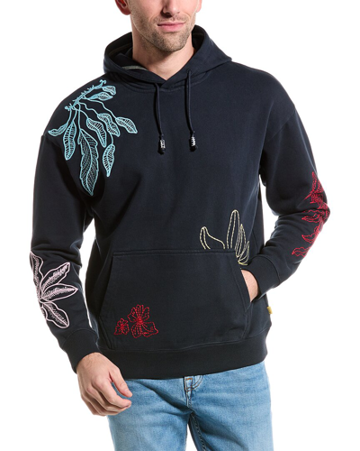 Scotch & Soda Embroidered Hoodie In Navy
