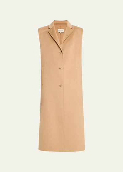 Loulou Studio Deanna Cashmere-blend Sleeveless Coat In Golden Sand Melan