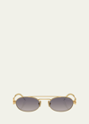 Miu Miu Gradient Metal Oval Sunglasses In Gold
