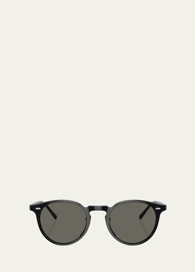 Oliver Peoples Round Acetate Sunglasses In Black