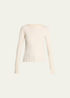 Loulou Studio Evie Ribbed Top In Rice Ivory