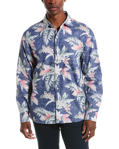 Tommy Bahama Barbados Breeze Beach Bloom Linen-blend Shirt In Coastline