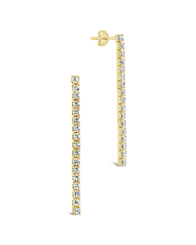 Sterling Forever 14k Over Silver Cz Linear Drop Earrings