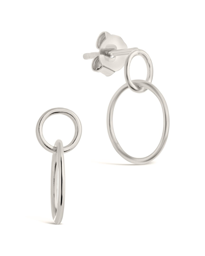 Sterling Forever Silver Simple Interlocking Circle Dangle Earrings