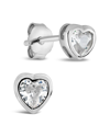 Sterling Forever Silver Cz Heart Studs