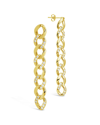 STERLING FOREVER STERLING FOREVER 14K PLATED CZ CUBAN CHAIN LINK DROP EARRINGS