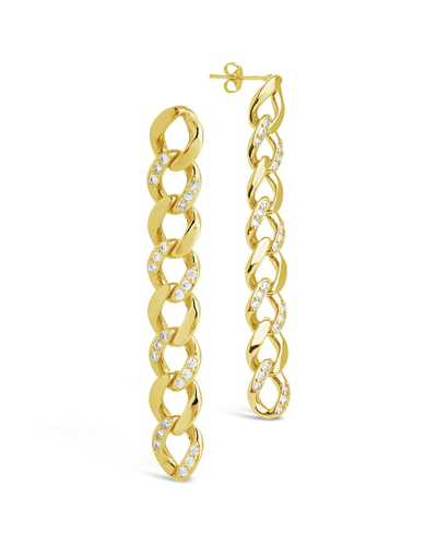 STERLING FOREVER STERLING FOREVER 14K PLATED CZ CUBAN CHAIN LINK DROP EARRINGS