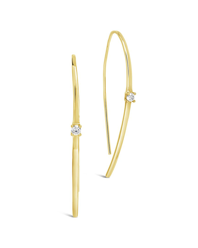 Sterling Forever 14k Over Silver Cz Studded Threader Earrings In Gold