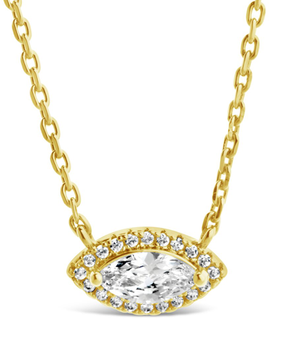 Sterling Forever 14k Plated Cz Jamie Pendant Necklace In Gold