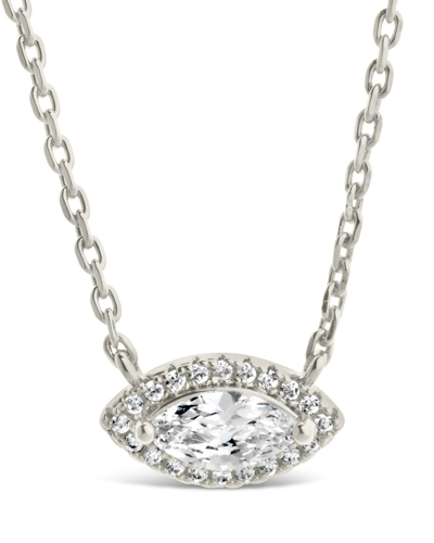 Sterling Forever Rhodium Plated Cz Jamie Pendant Necklace In White