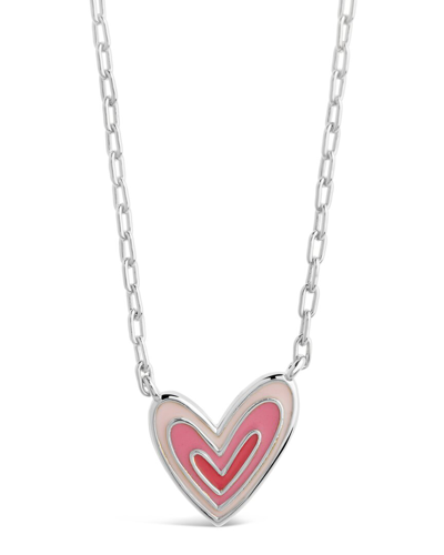 Sterling Forever Rhodium Plated Amanda Heart Pendant Necklace In Metallic