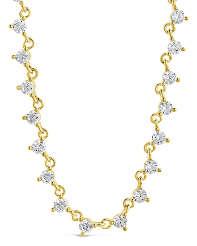 Sterling Forever 14k Plated Cz Brigid Tennis Necklace In Gold