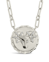Sterling Forever Rhodium Plated Cz Bold Link Aries Zodiac Necklace