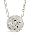Sterling Forever Rhodium Plated Cz Bold Link Leo Zodiac Necklace