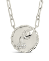 Sterling Forever Rhodium Plated Cz Bold Link Aquarius Zodiac Necklace