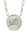Sterling Forever Rhodium Plated Cz Bold Link Gemini Zodiac Necklace