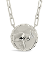 Sterling Forever Rhodium Plated Cz Bold Link Taurus Zodiac Necklace