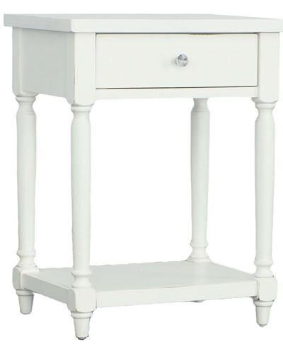 Progressive Furniture Side Table With Electrical Outlet & Usb Ports In White