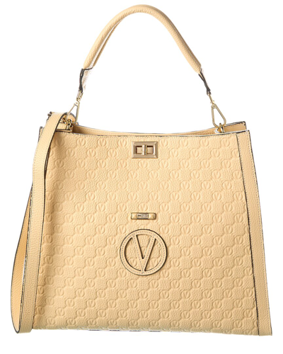 Valentino By Mario Valentino France Medallion Leather Tote In Beige