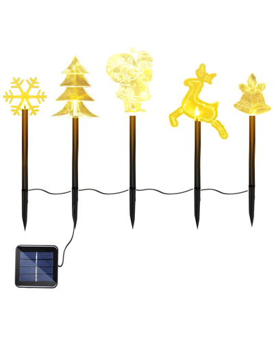 Fresh Fab Finds 5pc Solar Stake Christmas Lights In Black