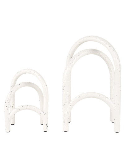 Mercana Set Of 2 Springe Speckled Arch Decorative Objects In White