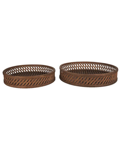 Mercana Set Of 2 Thala Wicker Trays In Brown